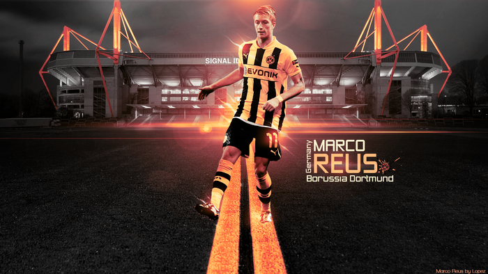 Marco Reus, Borussia Dortmund, fiery stadium art