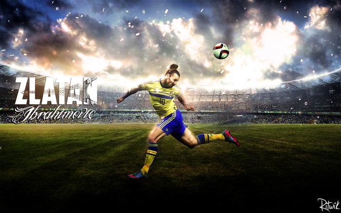 Zlatan Ibrahimovic Kicking Soccer Ball in Stadium