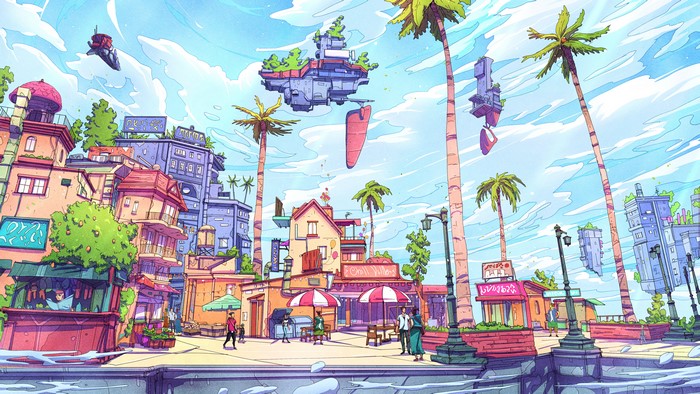 Vibrant Futuristic City with Floating Islands 4K