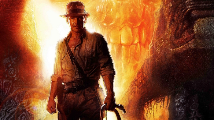 Indiana Jones Harrison Ford with whip and glowing skull