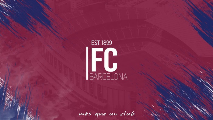 FC Barcelona emblem with Camp Nou background