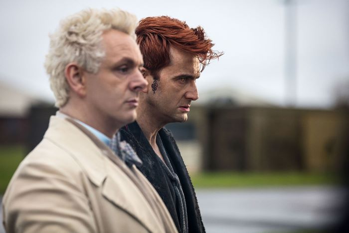 Michael Sheen and David Tennant as Aziraphale and Crowley