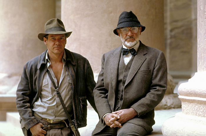Harrison Ford and Sean Connery as Indiana Jones and Henry Jones Sr.