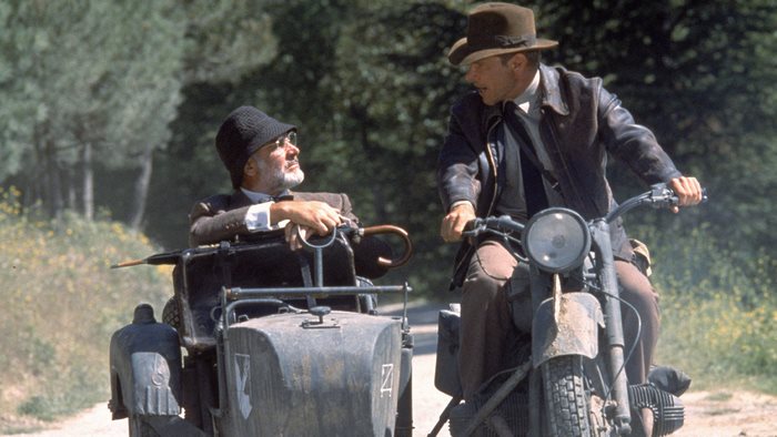 Indiana Jones and Henry Jones Sr. motorcycle ride