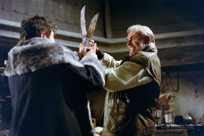 Sean Connery in a fierce blade struggle