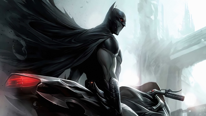 Batman Red Eyes on Motorcycle 4K