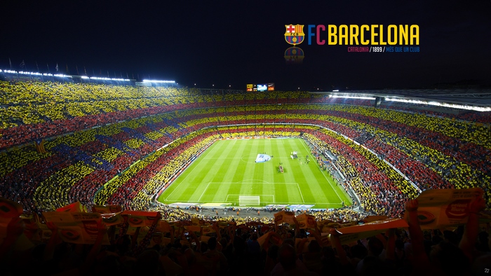 FC Barcelona fans display Catalan flag at Camp Nou