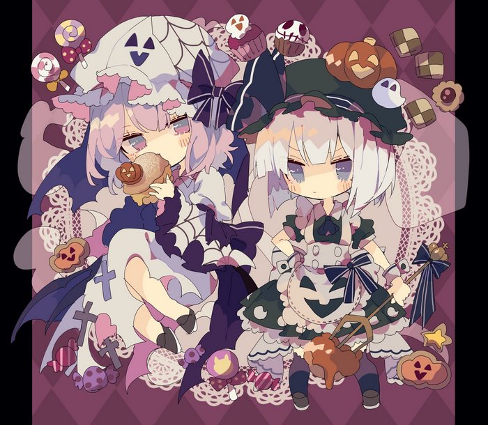 Yuyuko Saigyouji and Youmu Konpaku Halloween Treats