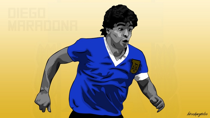 Diego Maradona illustration in Argentina soccer jersey