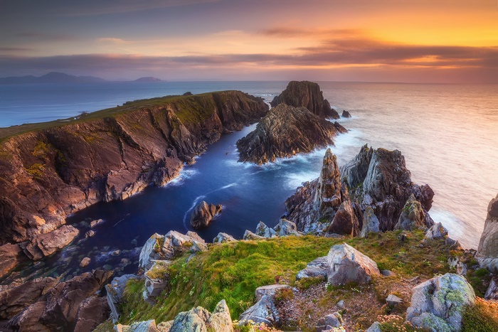 Dramatic Coastline Sunset with Sea Stacks