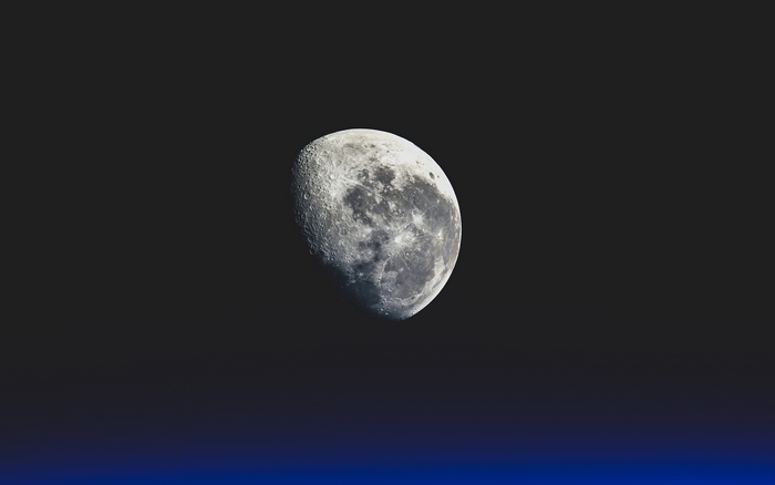 HD Half Moon with Blue Horizon