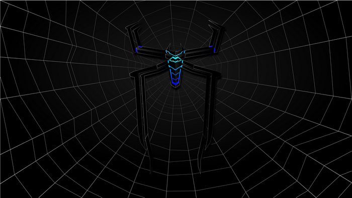 Blue Glowing Spider Logo on Dark Web