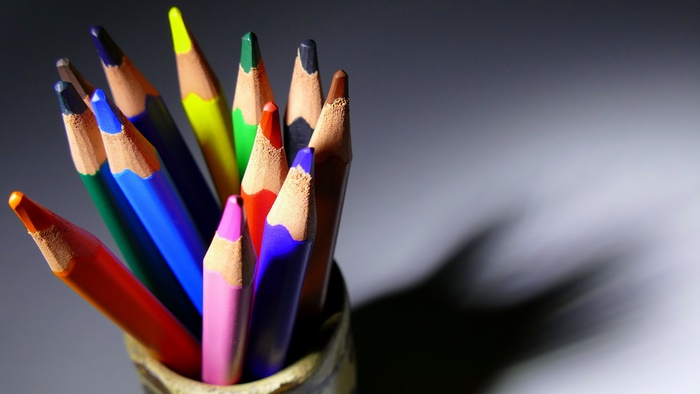 Vibrant Colored Pencils with Shadows