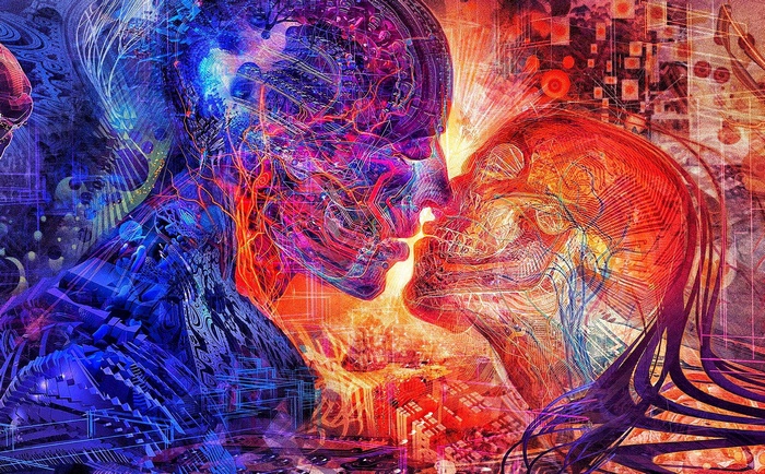 Artistic Psychedelic Love Kiss