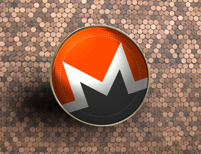 Monero Logo on Copper Pennies