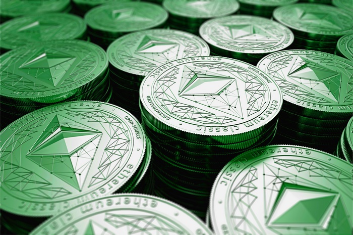 Green Ethereum Classic Crypto Coin Stacks