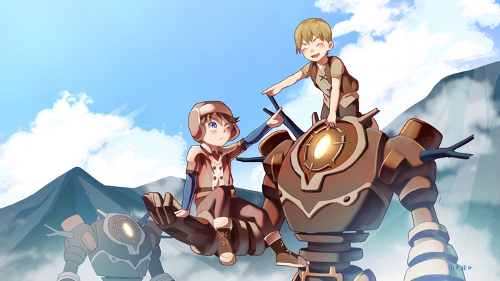 Timmie and Teucer with Genshin Impact robots