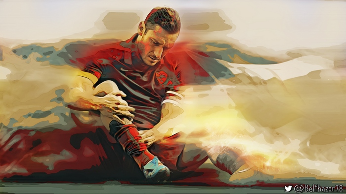 Francesco Totti: A.S. Roma legend in glowing art