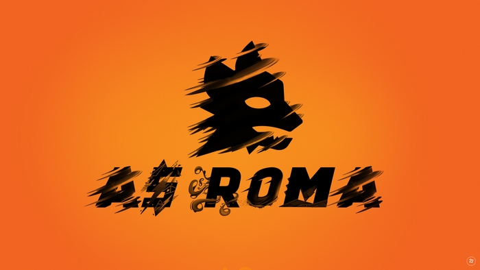 A.S. Roma Distressed Logo on Orange Background