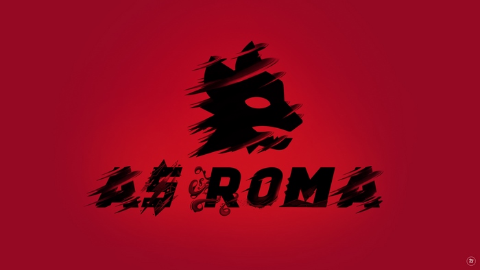 A.S. Roma Red Streaked Wolf Logo and Text