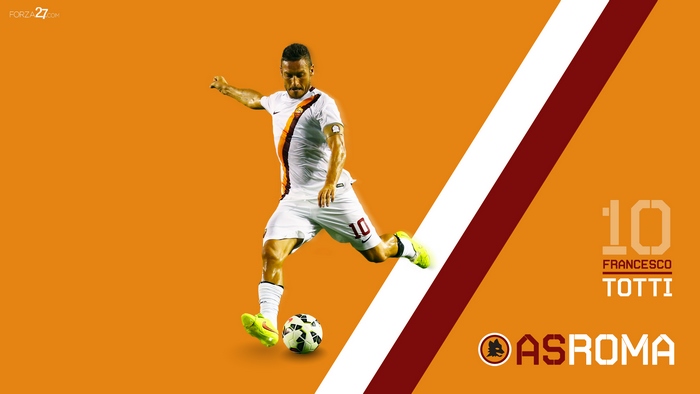 Francesco Totti, AS Roma, kicking soccer ball