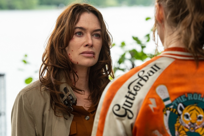 Lena Headey with bloodied face in Gunpowder Milkshake