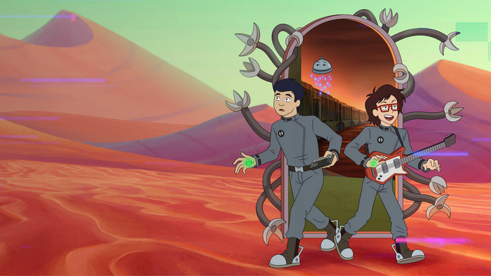 Ryan Akagi and Min-Gi Park emerge from Infinity Train portal