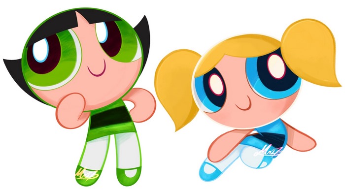 The Powerpuff Girls Buttercup and Bubbles artwork