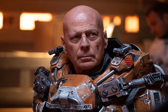 Bruce Willis in Cosmic Sin sci-fi armor