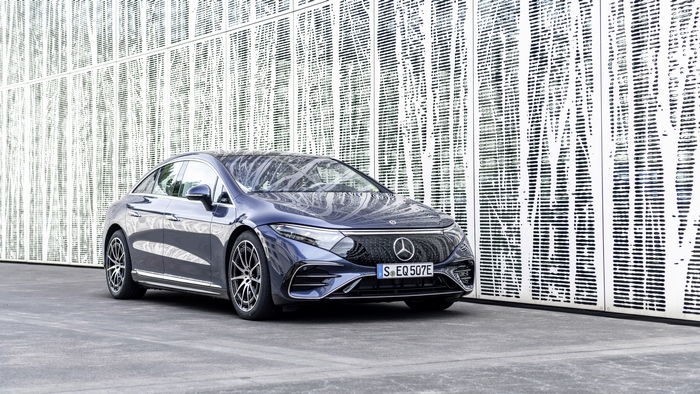 Blue 2021 Mercedes-Benz EQS 450+ AMG Line Electric Car