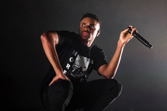 Vince Staples performing live with microphone