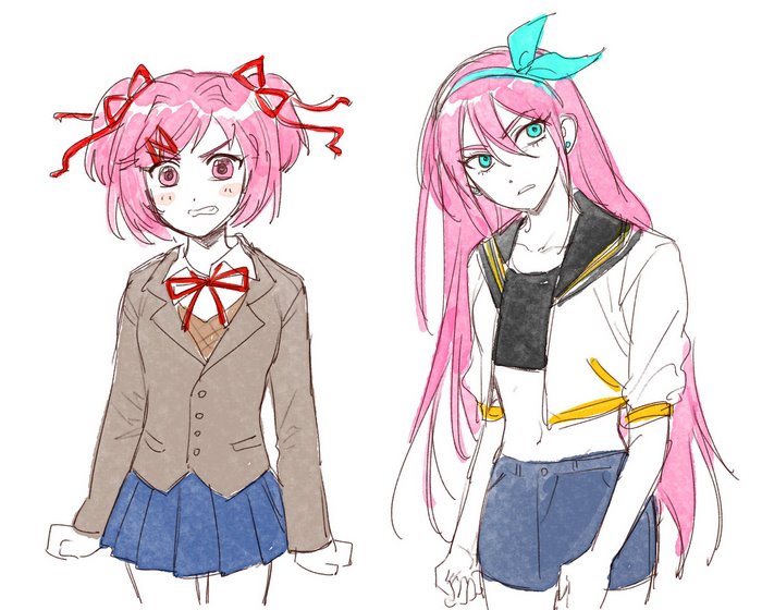 Angry Natsuki and Aubrey side by side