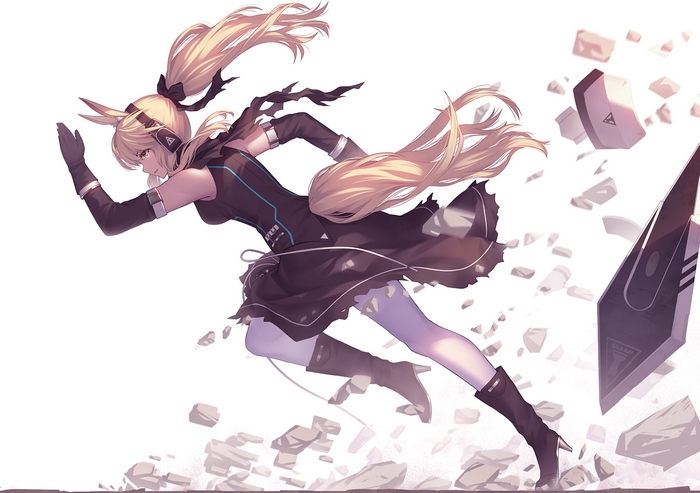 Nearl Arknights sprinting through debris