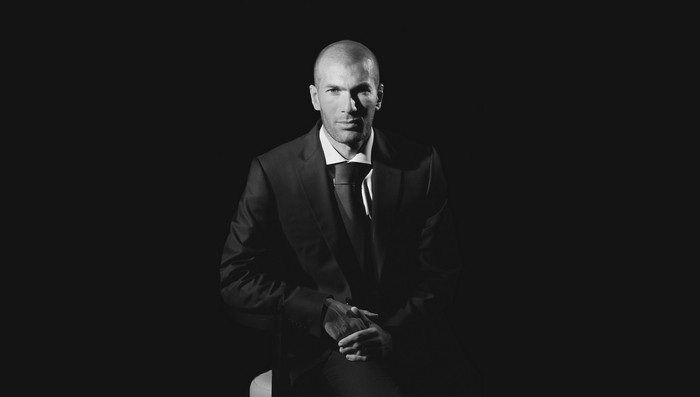 Zinedine Zidane in a Black and White Suit