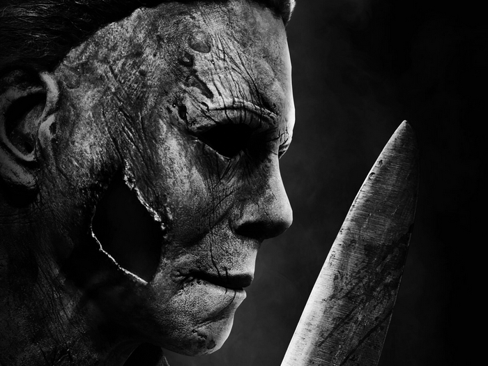 Michael Myers: Dark Profile with Damaged Mask and Knife