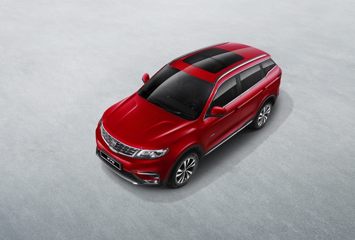 Red Proton X70 SUV from above