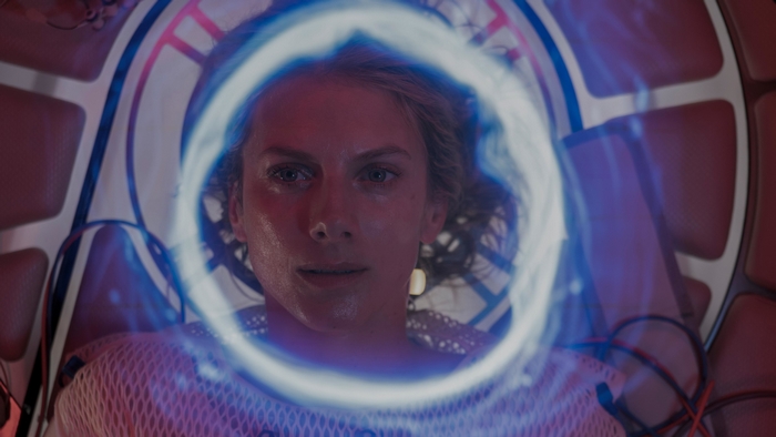 Melanie Laurent in Oxygen with glowing blue ring