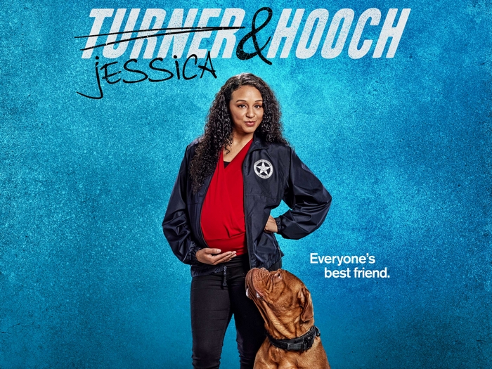 Jessica (Carra Patterson) and Hooch from Turner & Hooch