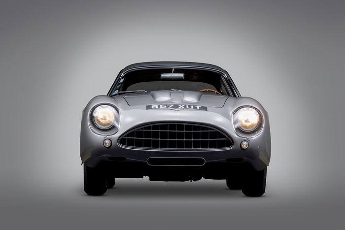Front view of a Grey 1962 Aston Martin DB4 GTZ
