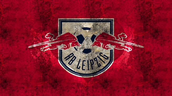 RB Leipzig Soccer Logo on Distressed Red Background