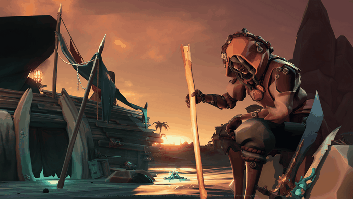 Sea of Thieves: Pirate on a Sunset Beach