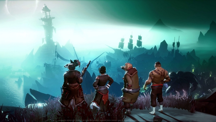 Sea of Thieves: A Pirate's Life - Pirates Overlooking Misty Landscape