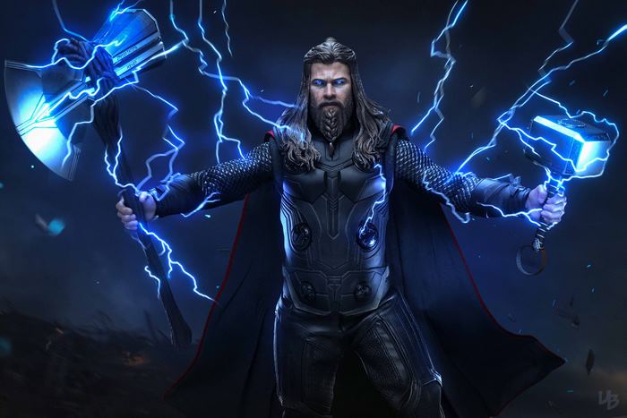 Thor Wielding Stormbreaker and Mjolnir
