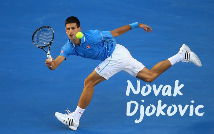 Novak Djokovic in action playing tennis on court