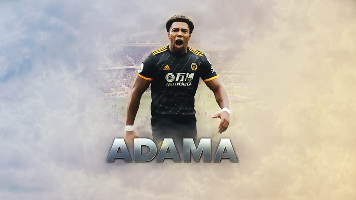 Adama Traoré in Wolverhampton Wanderers kit celebrating