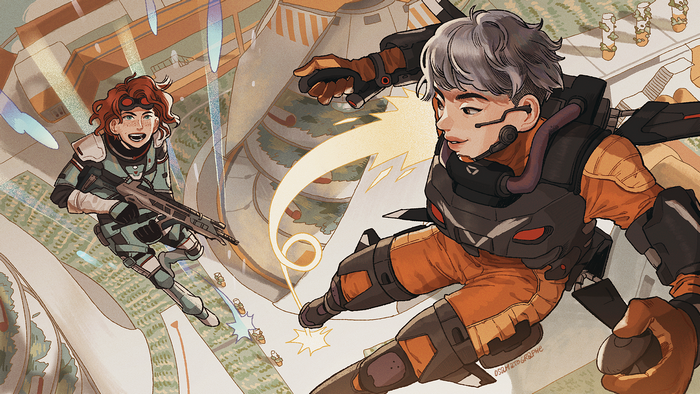Valkyrie and Horizon in Apex Legends action