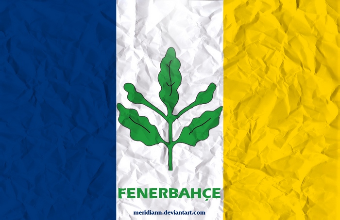 Fenerbahçe S.K. Soccer Emblem on Blue White Yellow Flag
