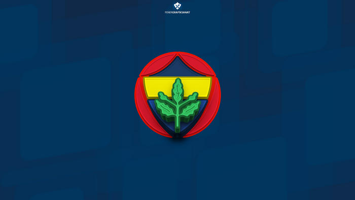 Fenerbahçe S.K. 3D Emblem on Blue Background