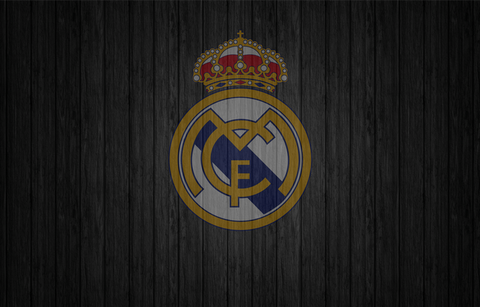 Real Madrid C.F. Emblem on Dark Wood