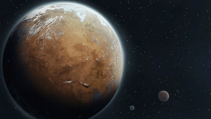 RimWorld HD Planet with Spaceships and Moons